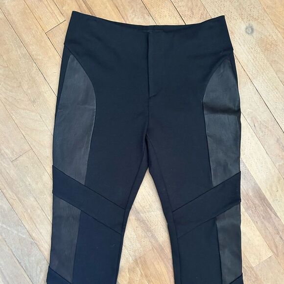 Rag & Bone Moto Leather Panel Ankle Zip Black Pants - Picture 3 of 12